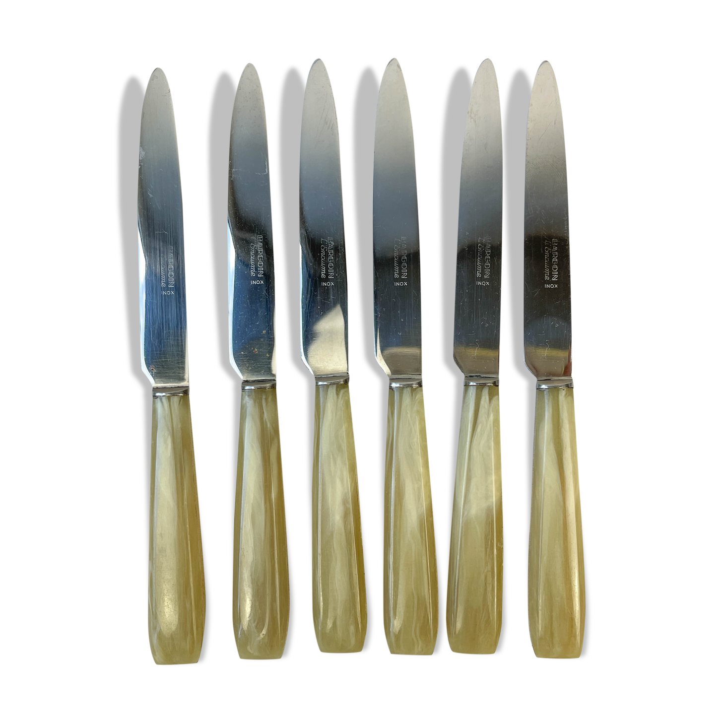 6 bakelite knives vintage oven "bagouin l'enclume"