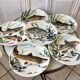 Lot de 6 assiettes plates poissons Gien Chambord années 50