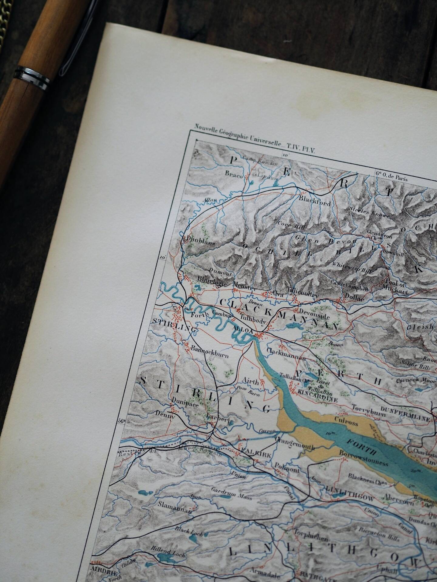 Carte ancienne Edimbourg et golfe de Forth - 1879 | Décoration murale