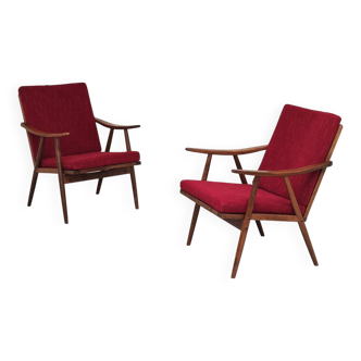 Paire de fauteuils boomerang bordeaux Antonin Suman Ton Bystrice ( Thonet )