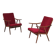 Pair of burgundy boomerang armchairs Antonin Suman Ton Bystrice (Thonet)