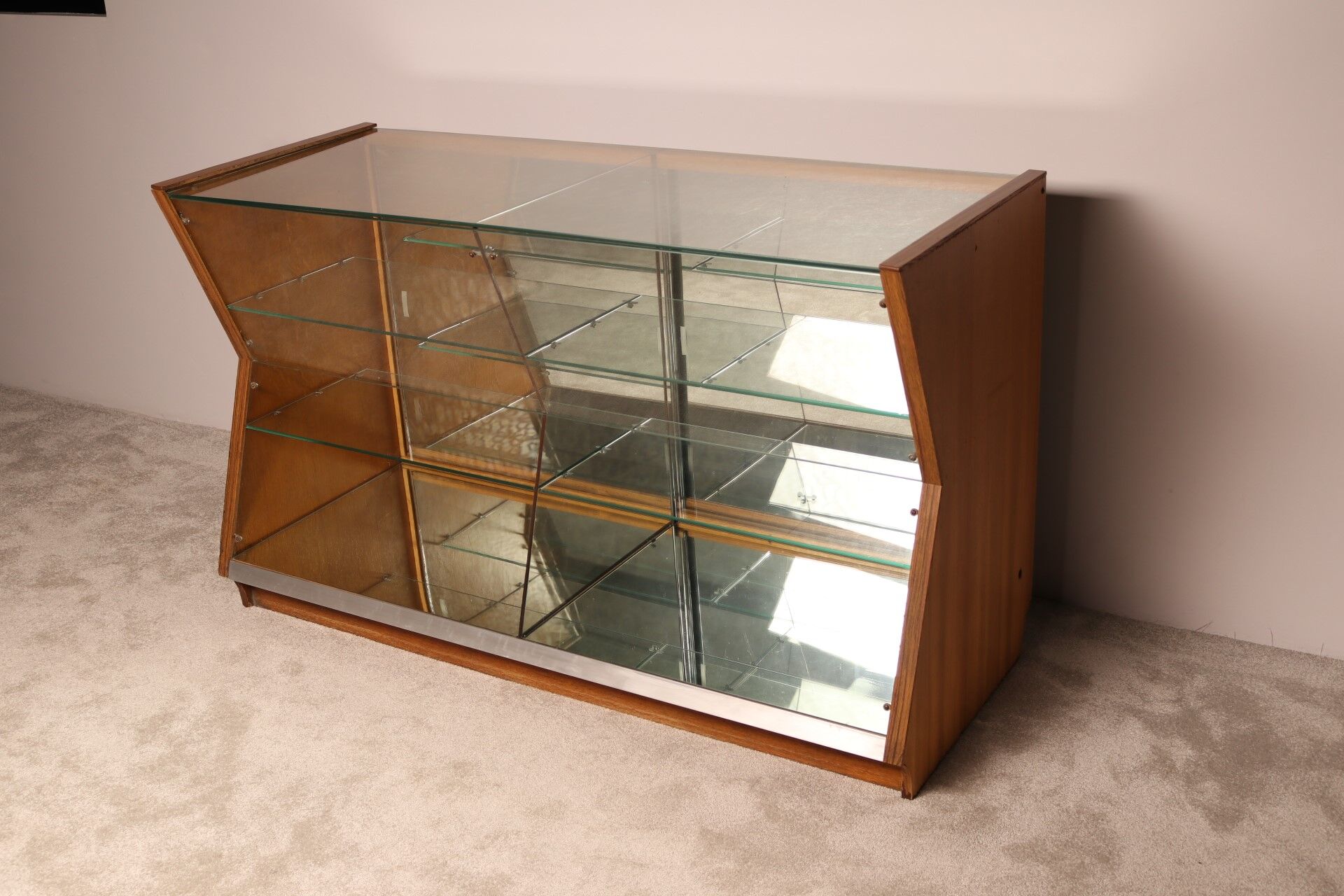 Vintage diamond shaped display cabinet - Belgium 1950's