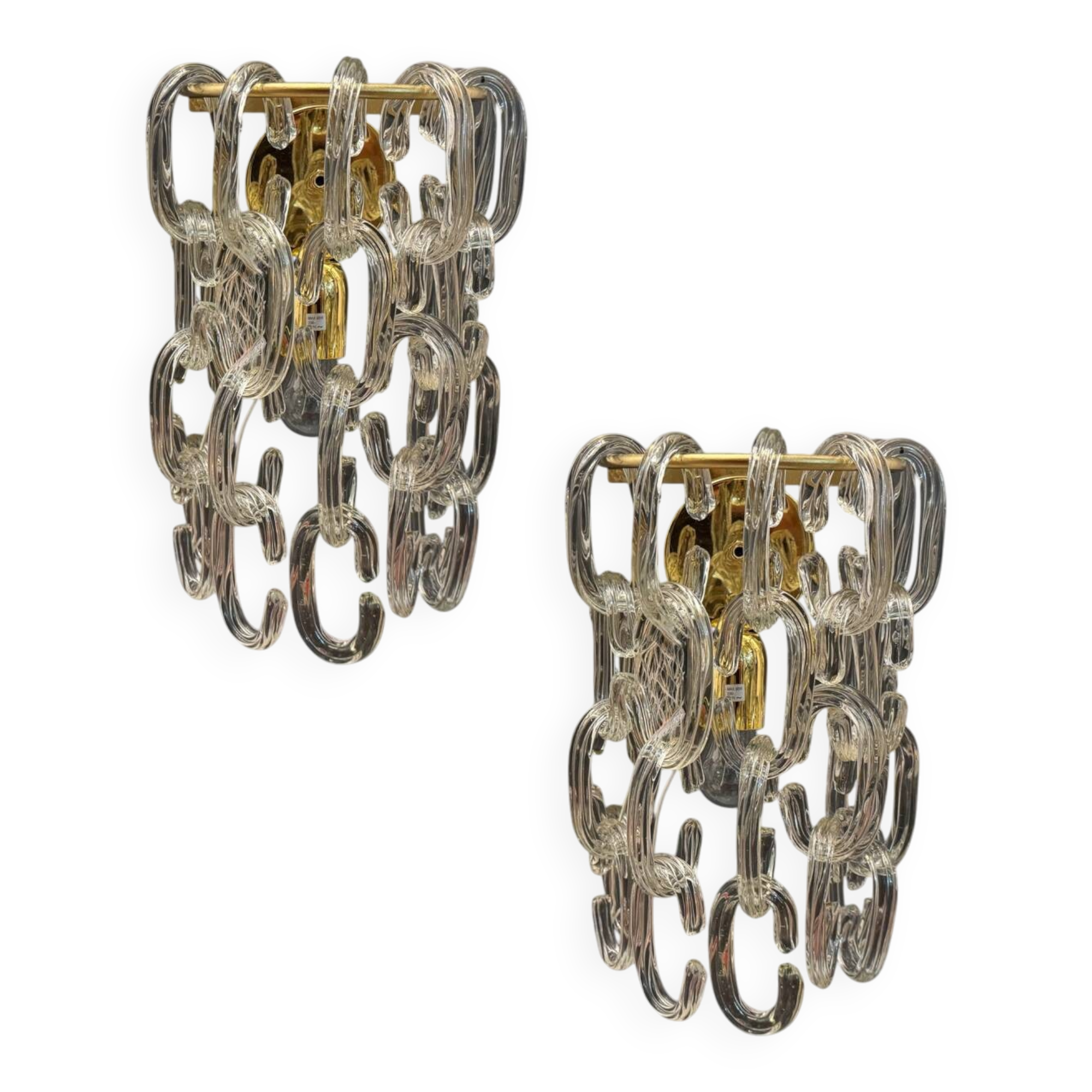 Set of 2 1980s Murano Glass Link Wall Sconces