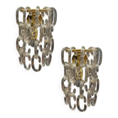Set of 2 1980s Murano Glass Link Wall Sconces