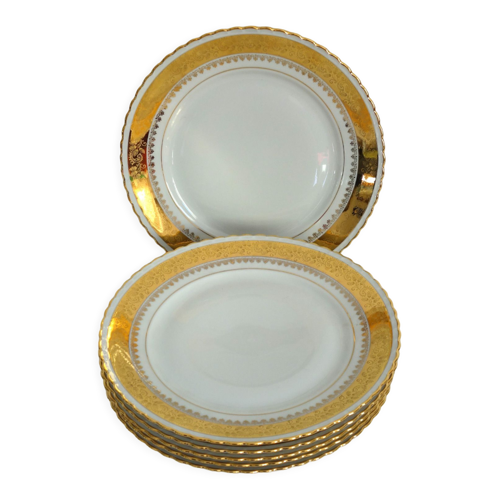Lot de 6 assiettes plates porcelaine de Limoges ADP France | Selency