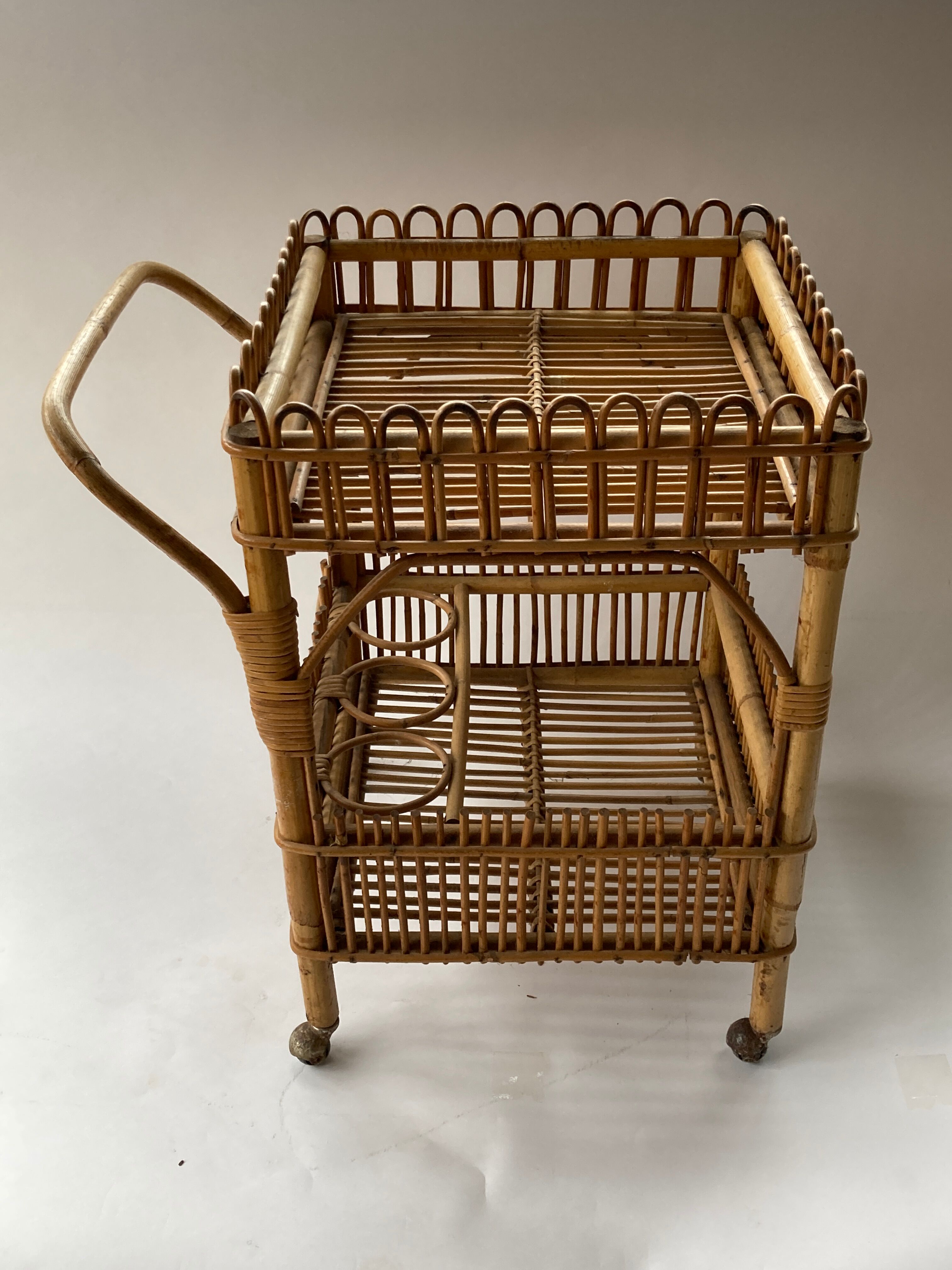 Chariot de bar en bambou des années 1950 - 1960