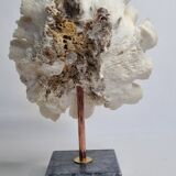 Old white coral "méandrine" on marble base, 25 cm