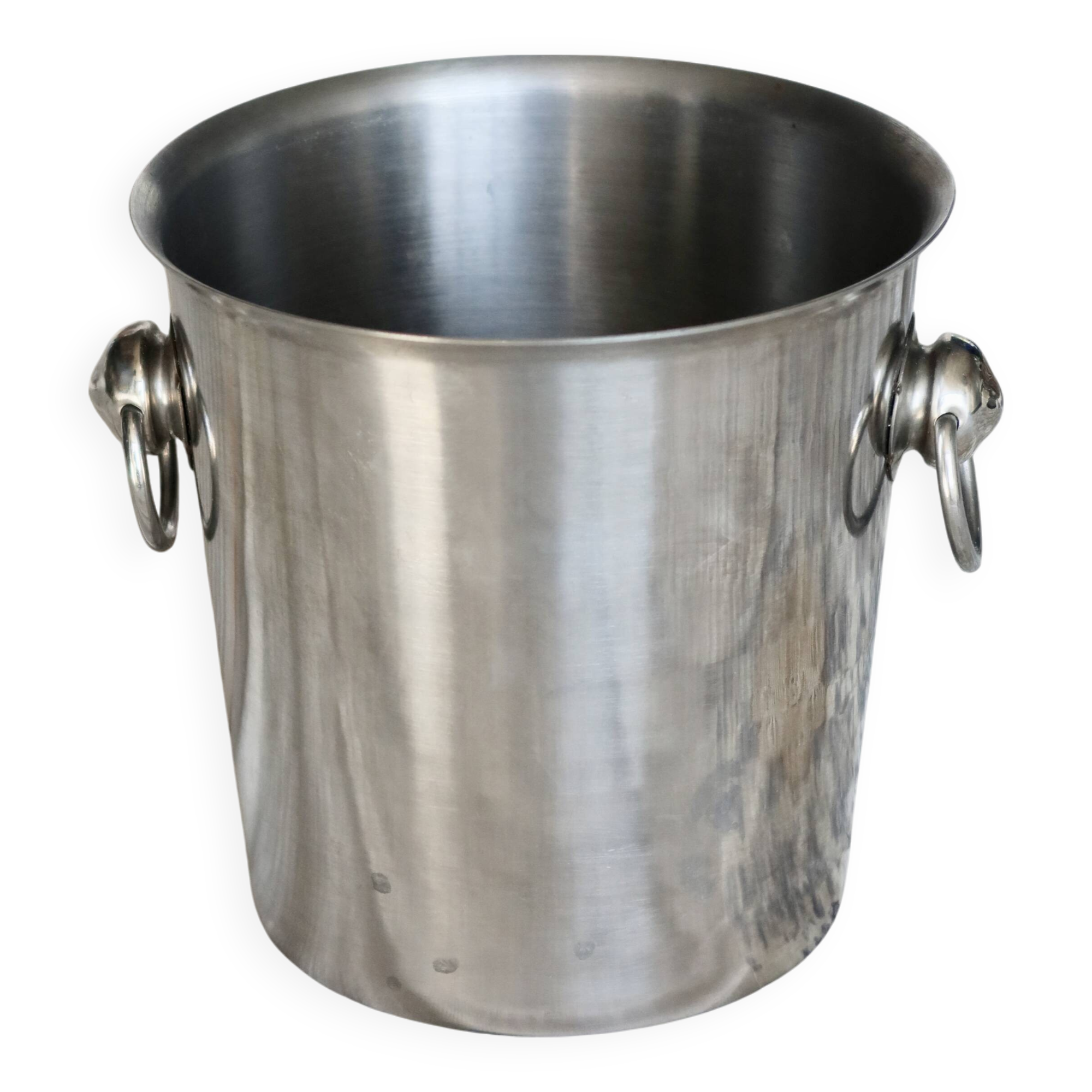 Vintage silver metal champagne bucket with handles