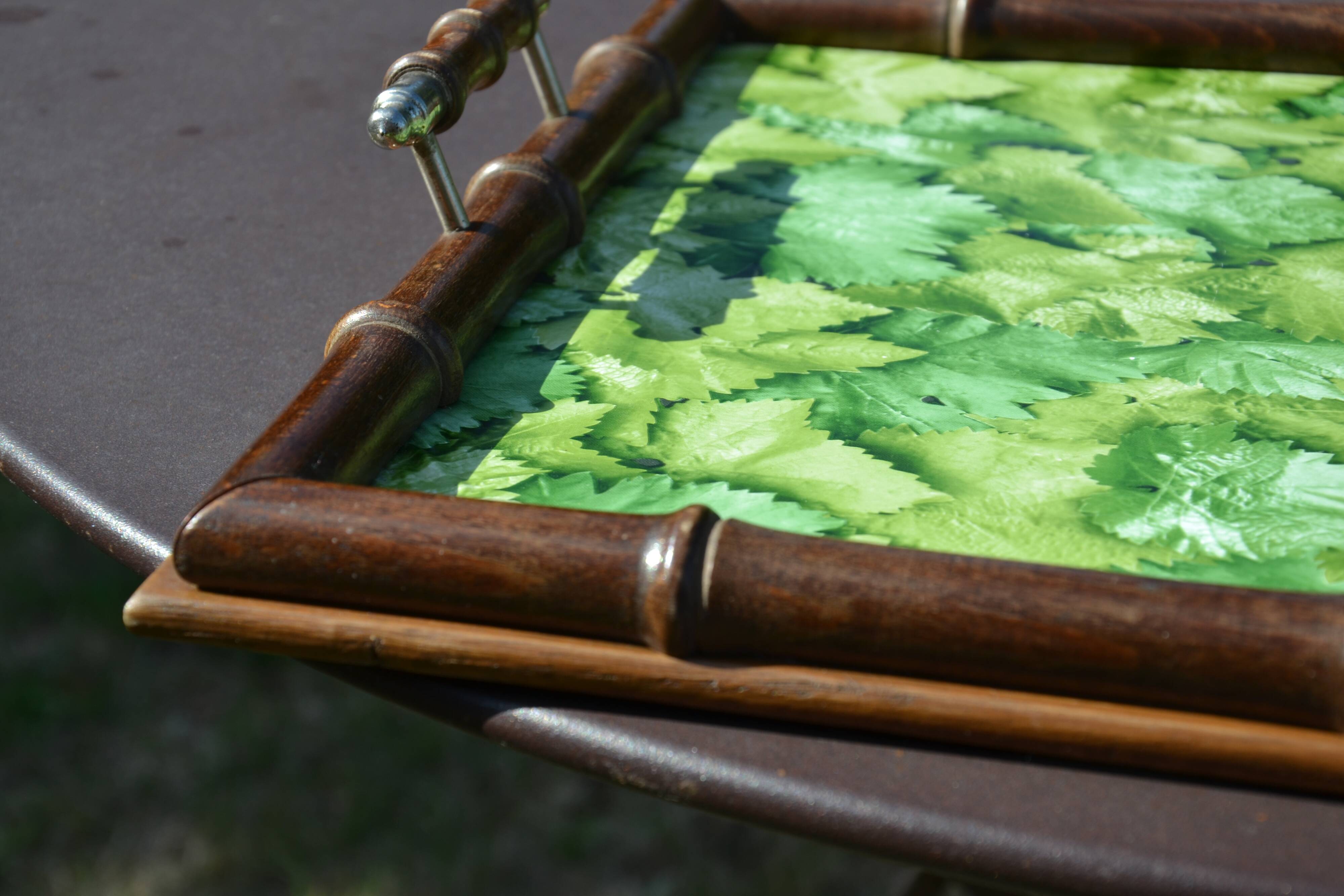 Plateau en bois imitation bambou