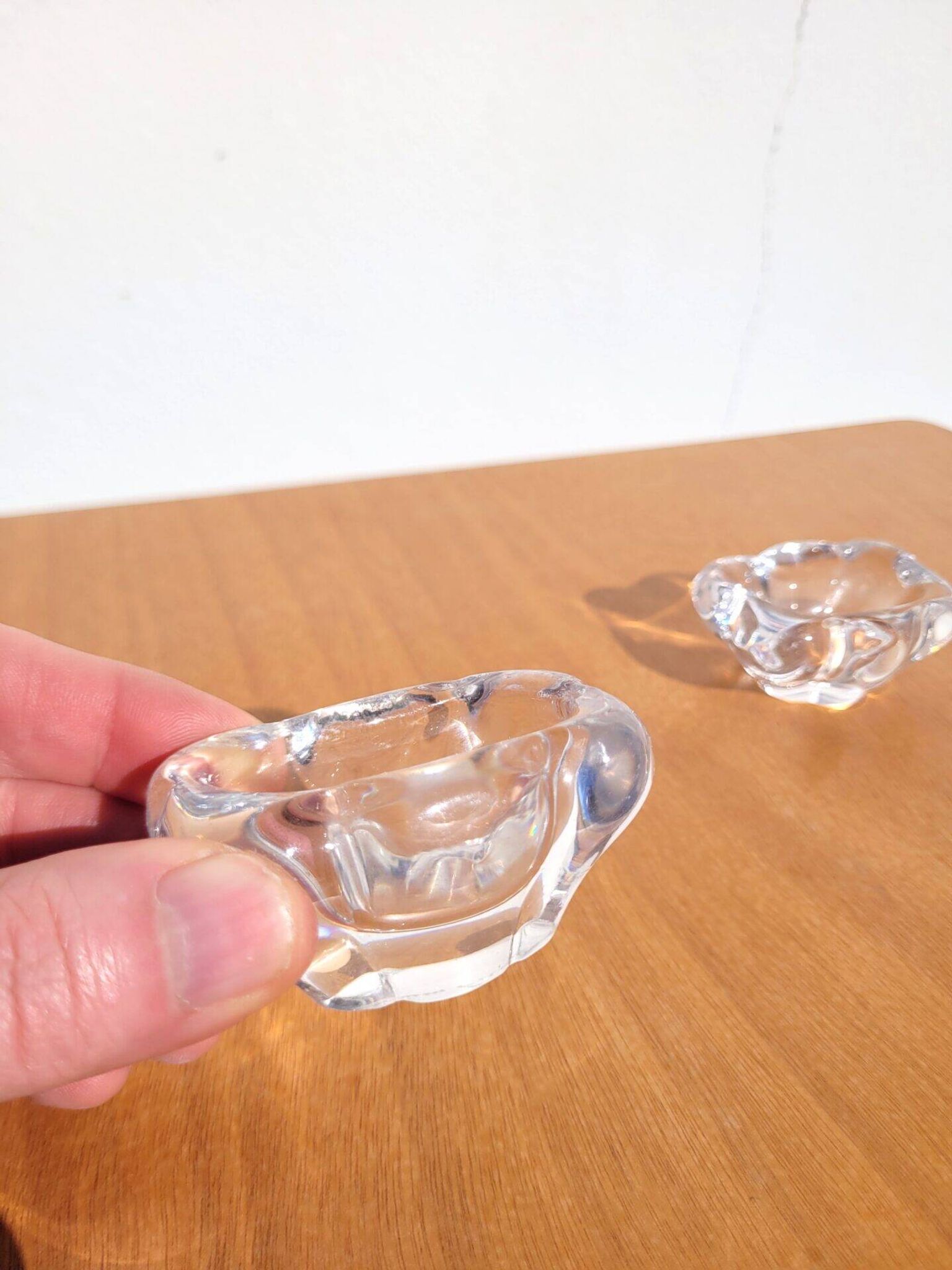 Pair of Daum crystal salt cellars