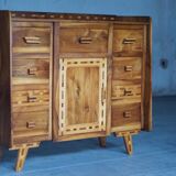 Arts & crafts solid wood sideboard/chest of drawers - France 1950