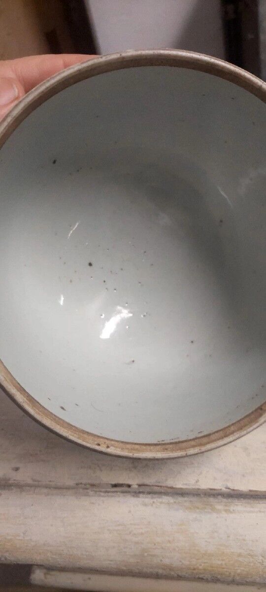 Antique blue and white porcelain pot from china, qing dynasty, 19th century