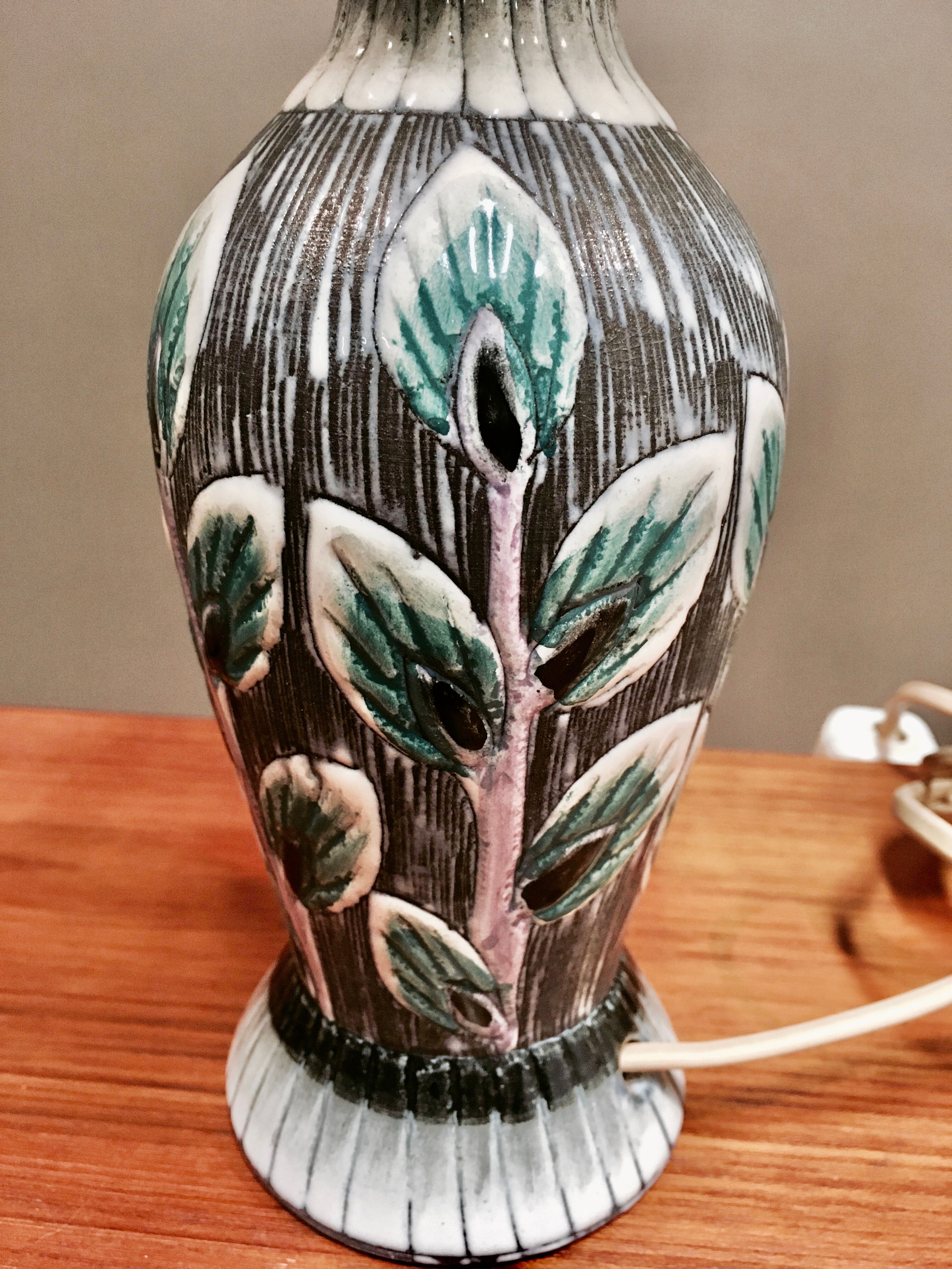 Duo of scandinavian ceramic lamps design 1960