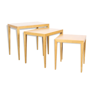 Set of 3 nesting tables in oak by Severin Hansen