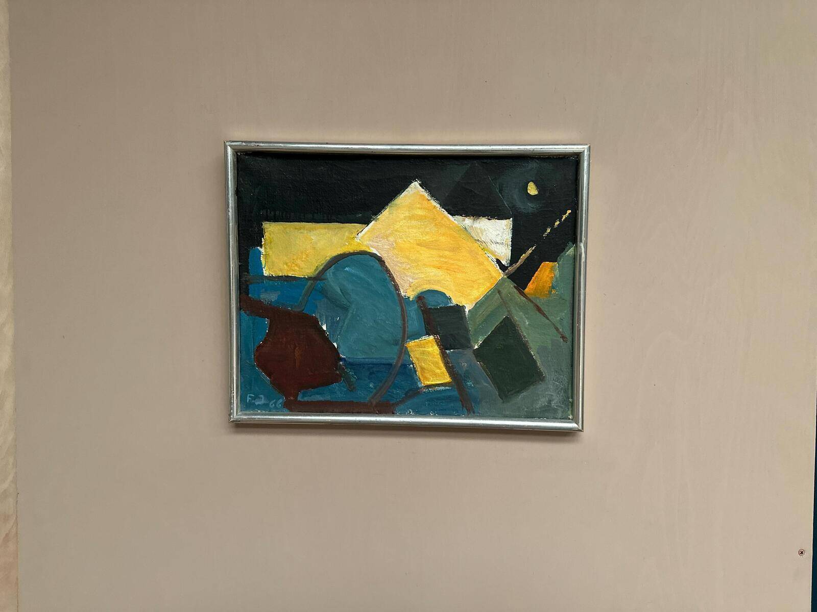 Swedish Oil on Canvas – “Abstract Composition” – Dated 1966 – Vintage