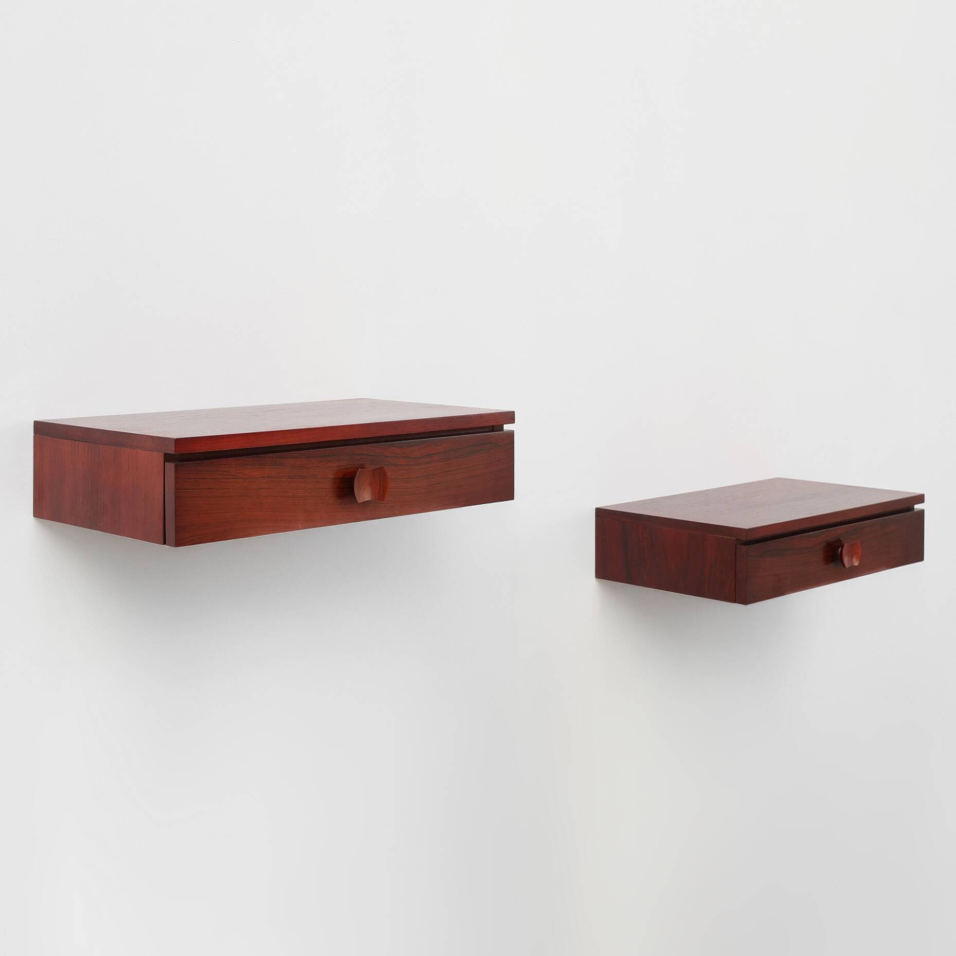Pair of Mid-Century Modern Danish Wall-Mounted Nightstands in Walnut