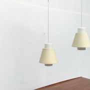 Glass and metal suspensions from the Mid-Century period, set of 2.