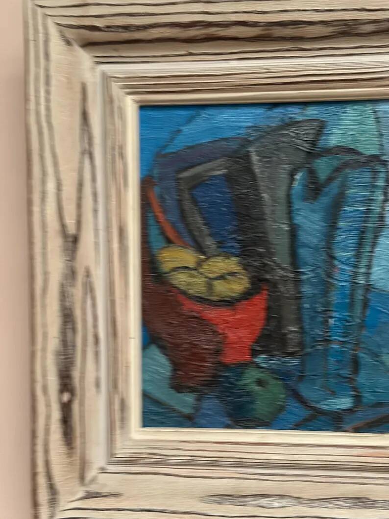 Original Swedish Oil on Panel - 'Still Life with Jugs and Fruits' by Stig Thiderman - Signed - Vintage - Framed