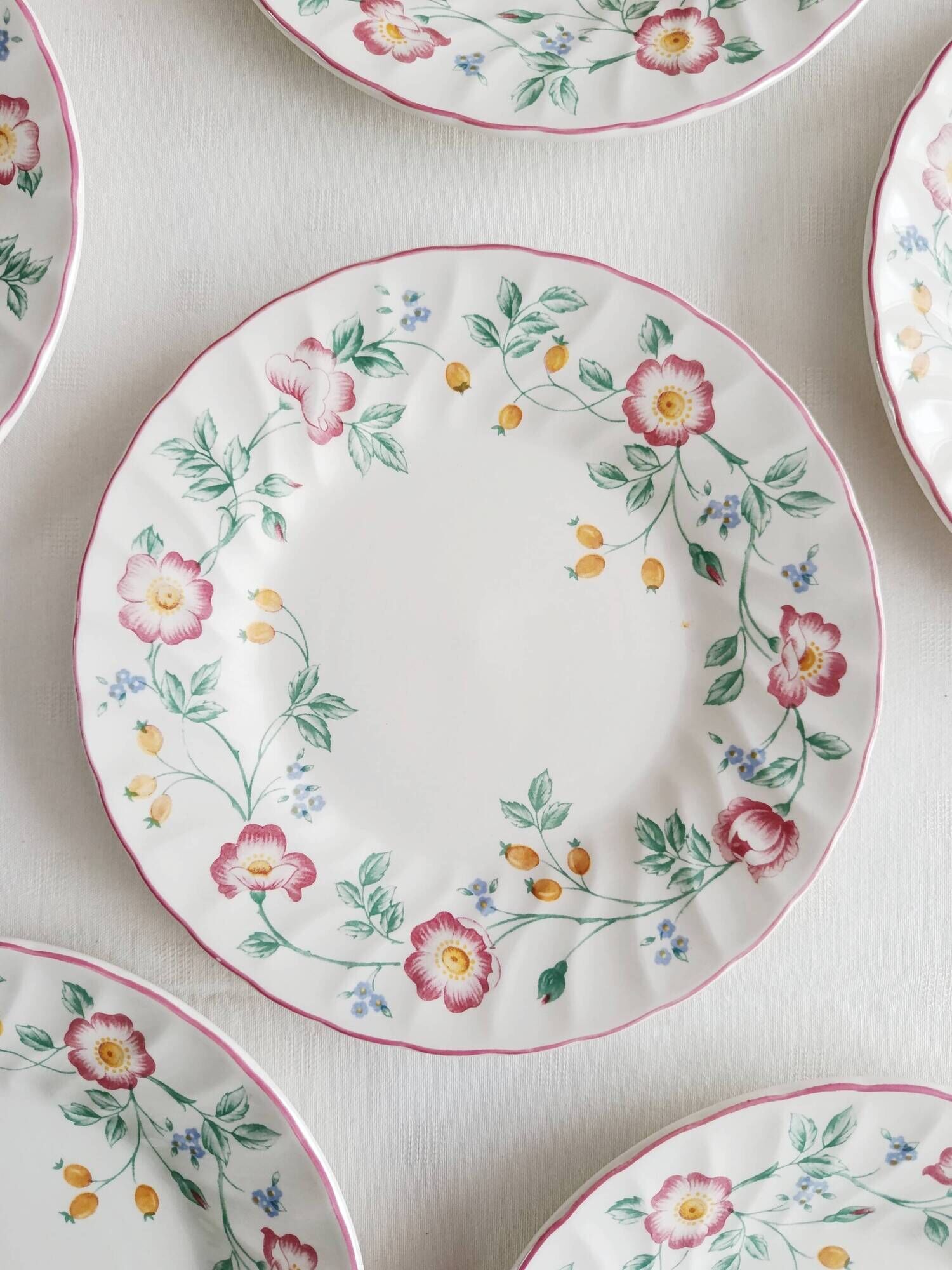 Set of 6 dessert plates Churchill, briar rose