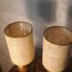 pair of Scandinavian wooden lamps with straw lampshade 41x15