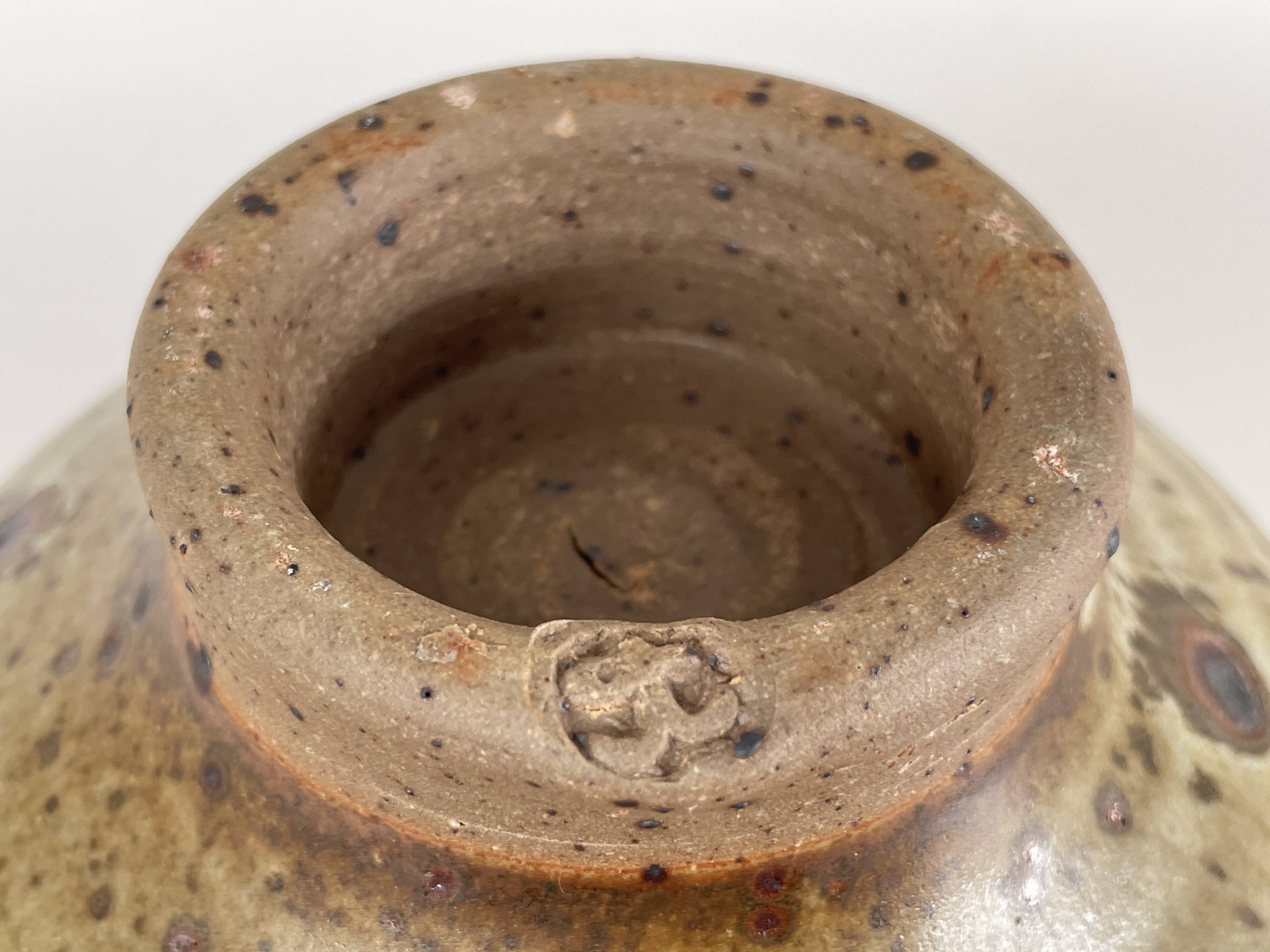 Pyrite stone bowl signed by Gustave Tiffoche – vintage French ceramics from the 70s.