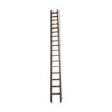 Very large vintage sliding wooden ladder