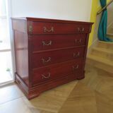 4-drawer chest of drawers – Cherry stain – Imitation Empire style – 80s