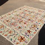 Kilim Suzani rug with multicolored embroidered patterns – 240x170 cm