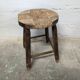 Wooden stool seated wood & woven straw