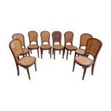 Set of 8 Louis XVI style convertible chairs, canned, racket backrest