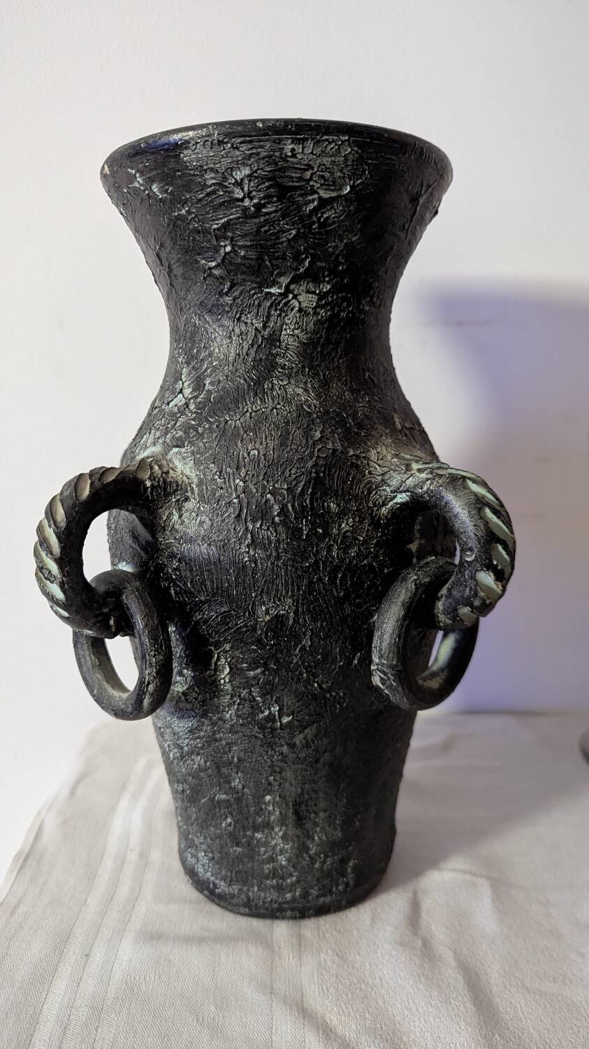 Terracotta amphora vase with bronze patina, 1970s-80s.