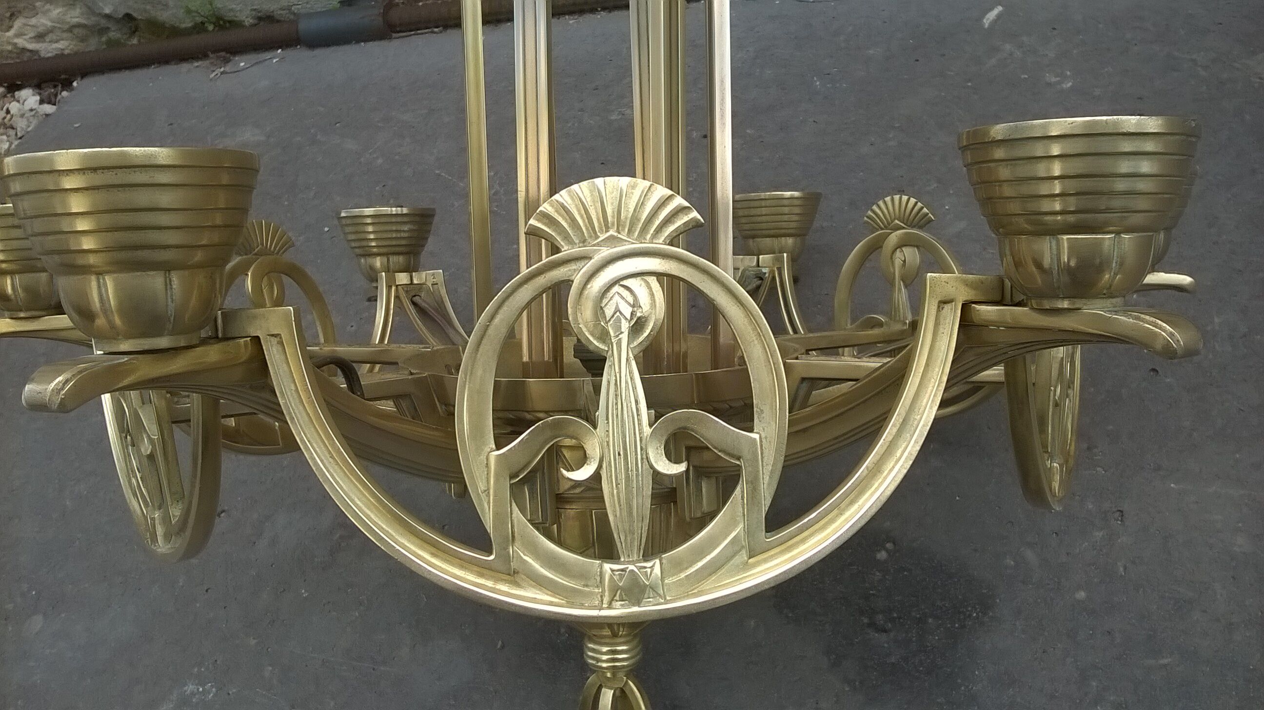 Bronze chandelier and brass art deco period