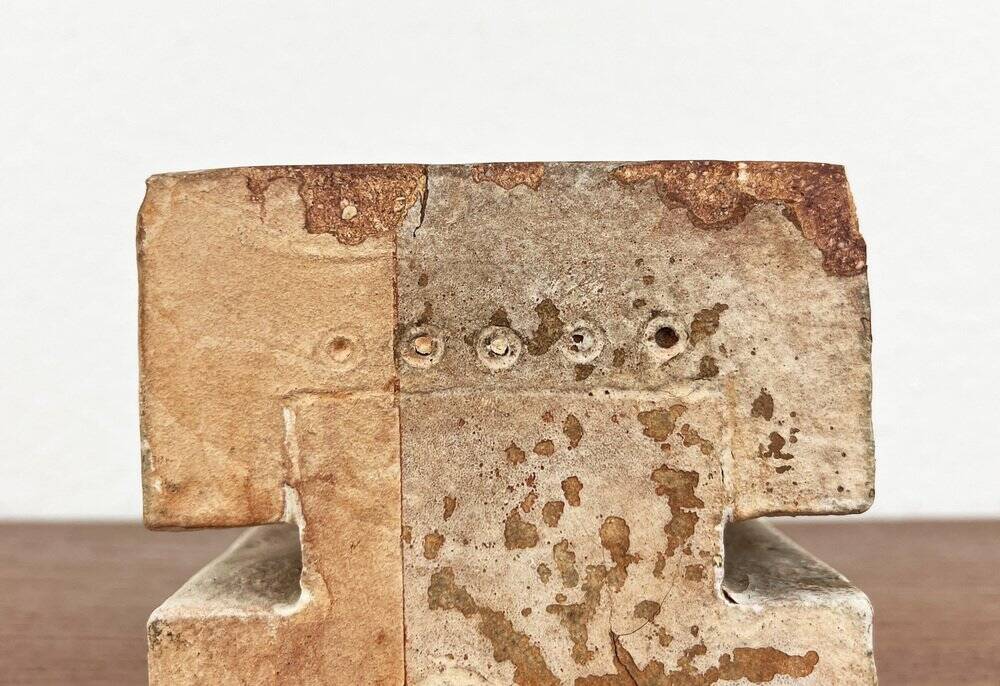 Klaus Lehmann, Cubist art sculpture in postmodern German brutalist ceramic Studio Pottery no. 337 81, 1981