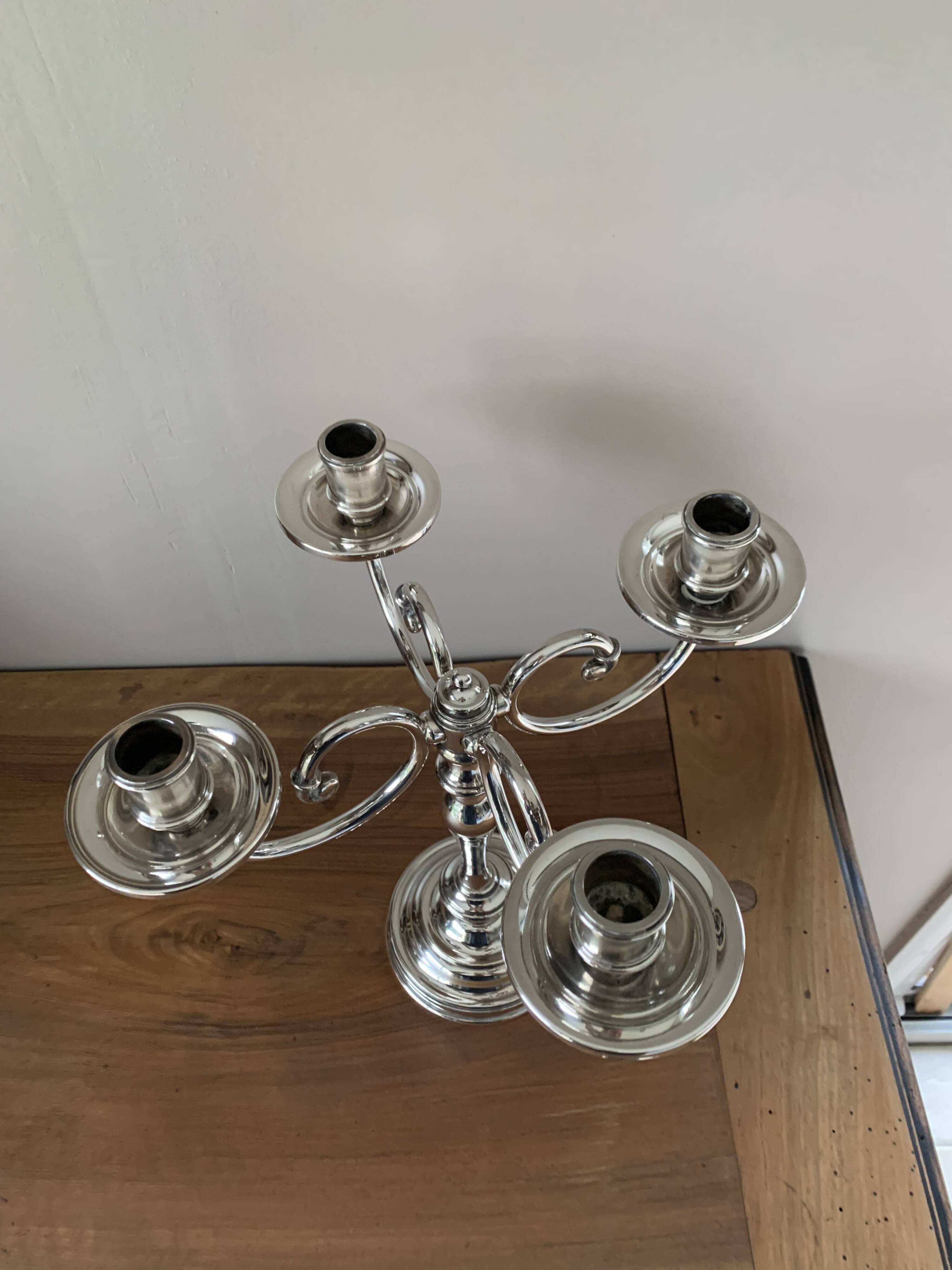 Silver-plated metal candelabrum