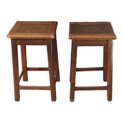 Paire tabouret en bois vintage époque reconstruction année 40 50