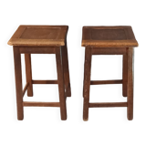 Pair of vintage wooden stools from the reconstruction period from the 40s and 50s