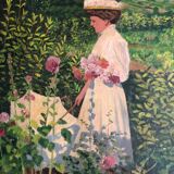Tableau huile sur toile La dame à l'ombrelle