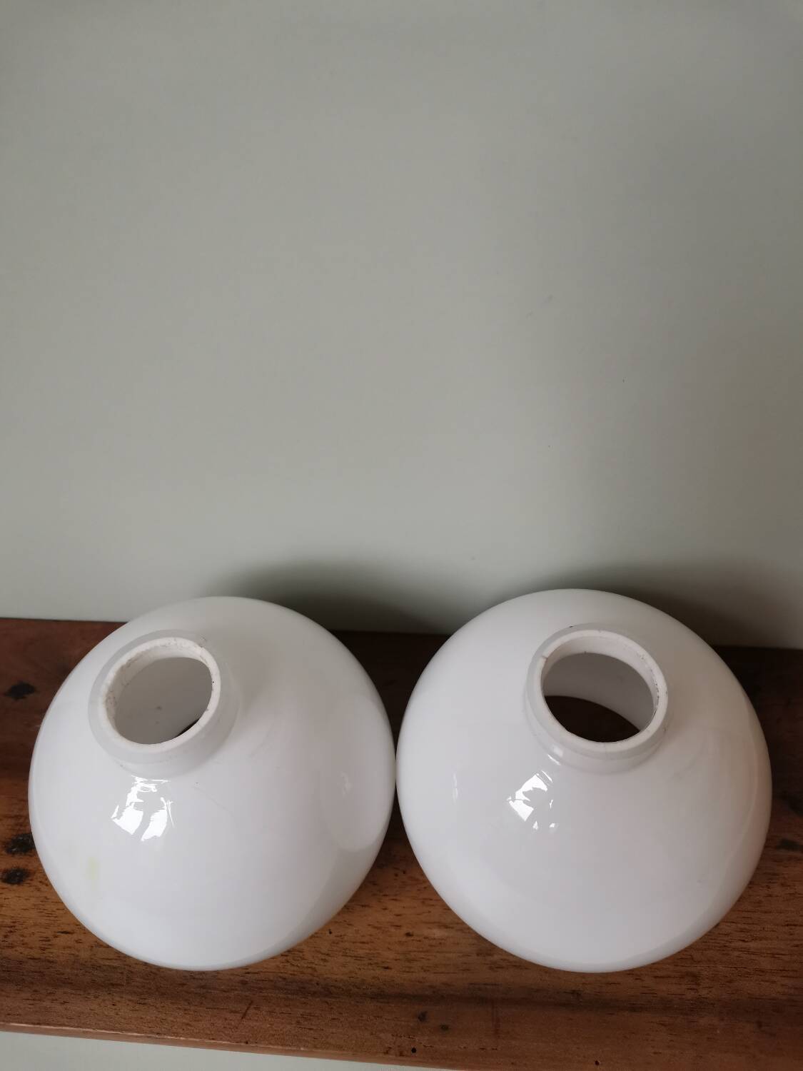 Set of 2 vintage white opaline lamp globe ball pendant lamp