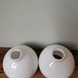 Set of 2 vintage white opaline lamp globe ball pendant lamp
