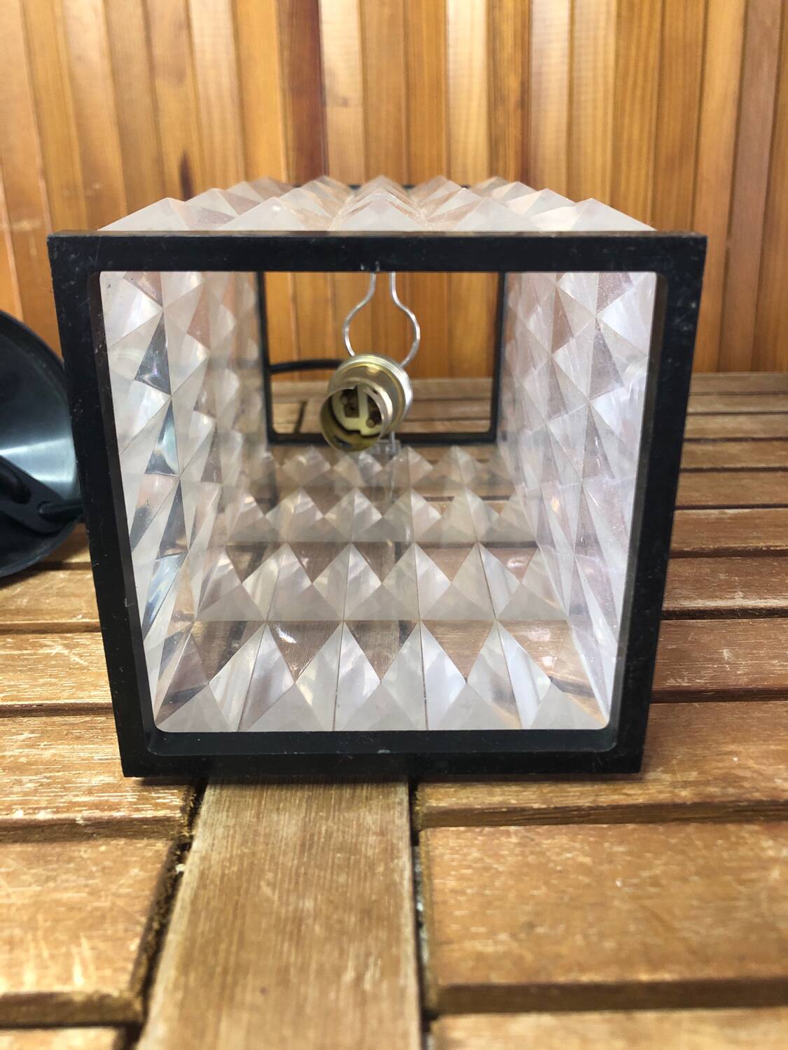 Old plexi + black bakelite pendant lamp 70s vintage