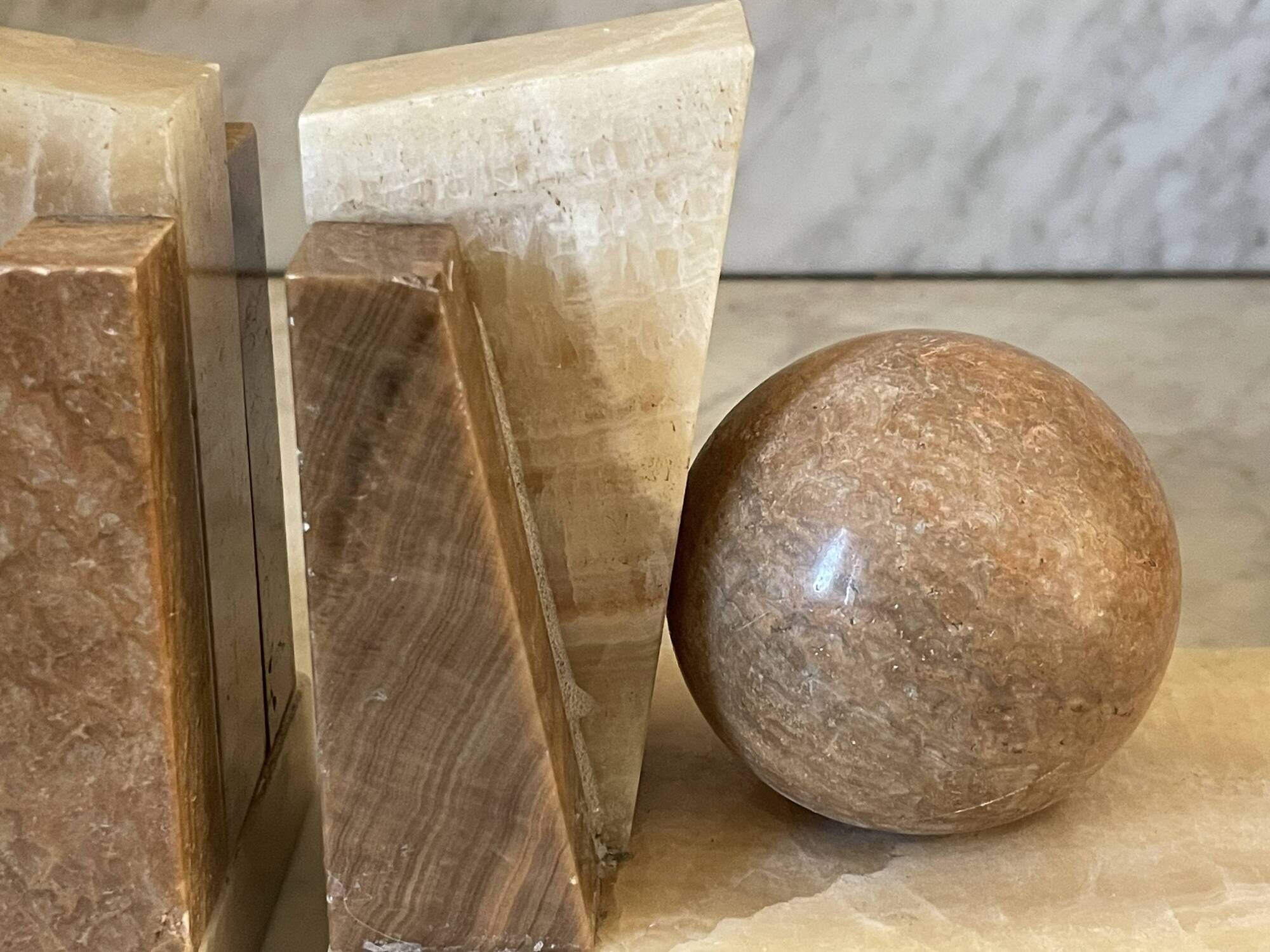 Pair of marble and onyx bookends