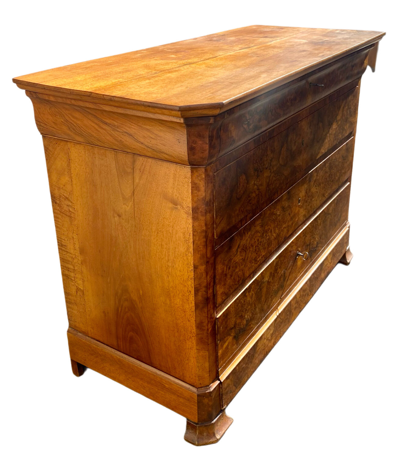 Walnut burl commode, 19th century, Louis Philippe style.