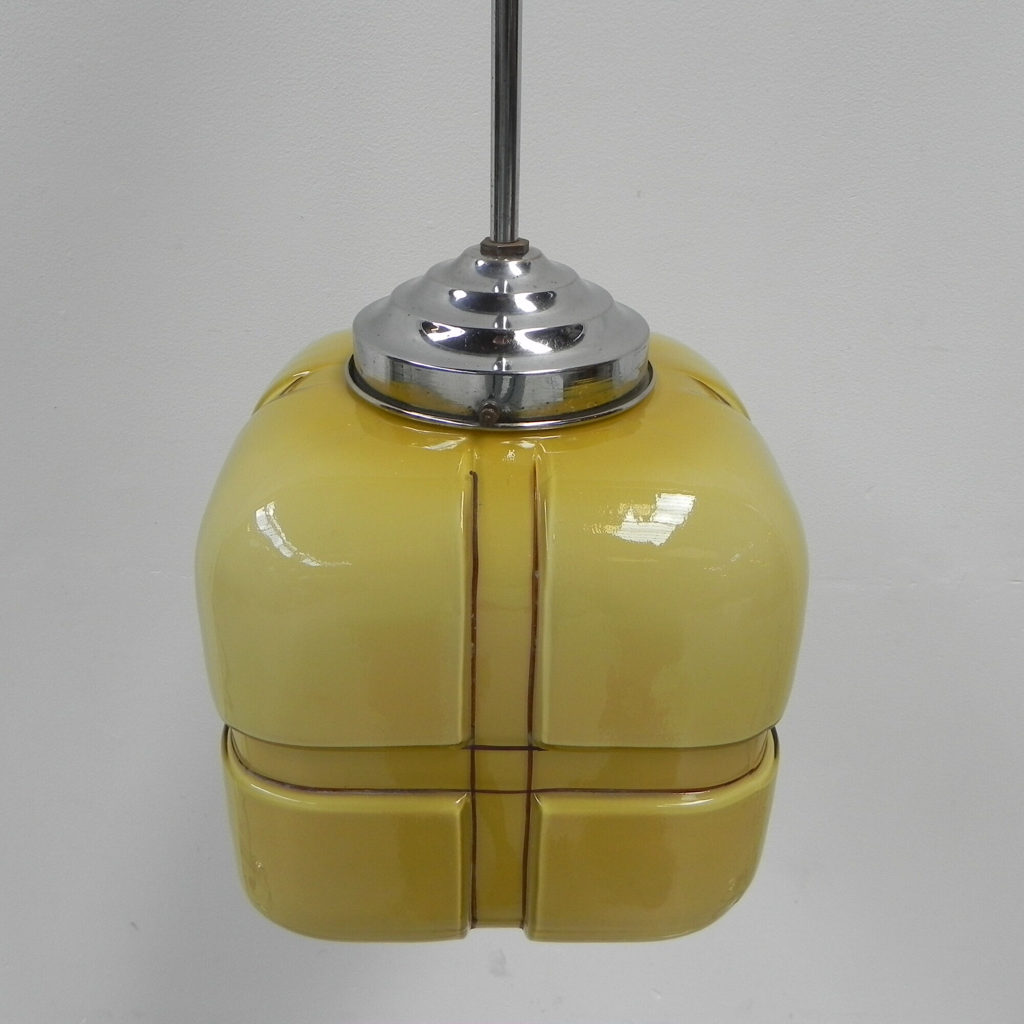 Art Deco hanging lamp with square glass shade
