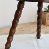 Antique wooden tripod milking stool - Turned legs
