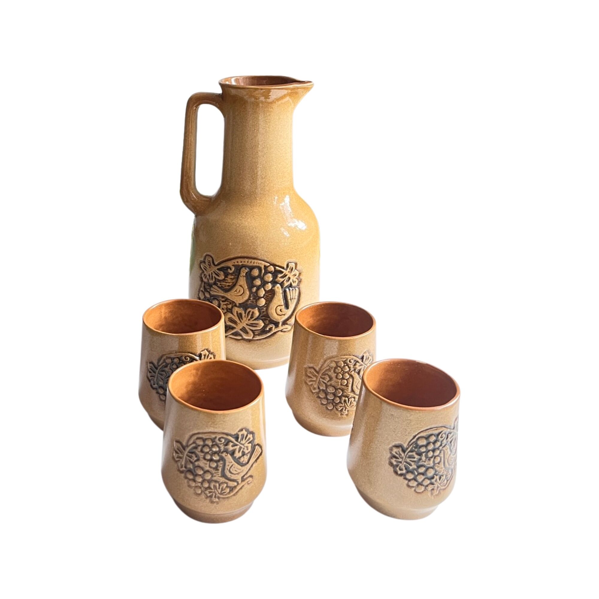 Stoneware set for cold drinks Poland 1970s