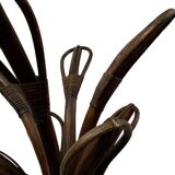 Free-standing rattan coat rack