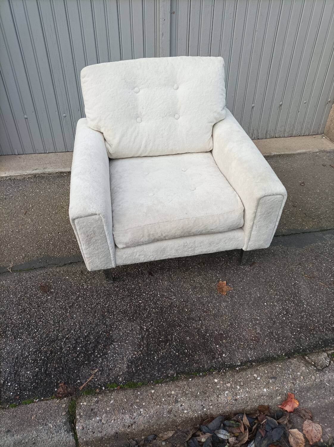 Vintage white fabric armchair