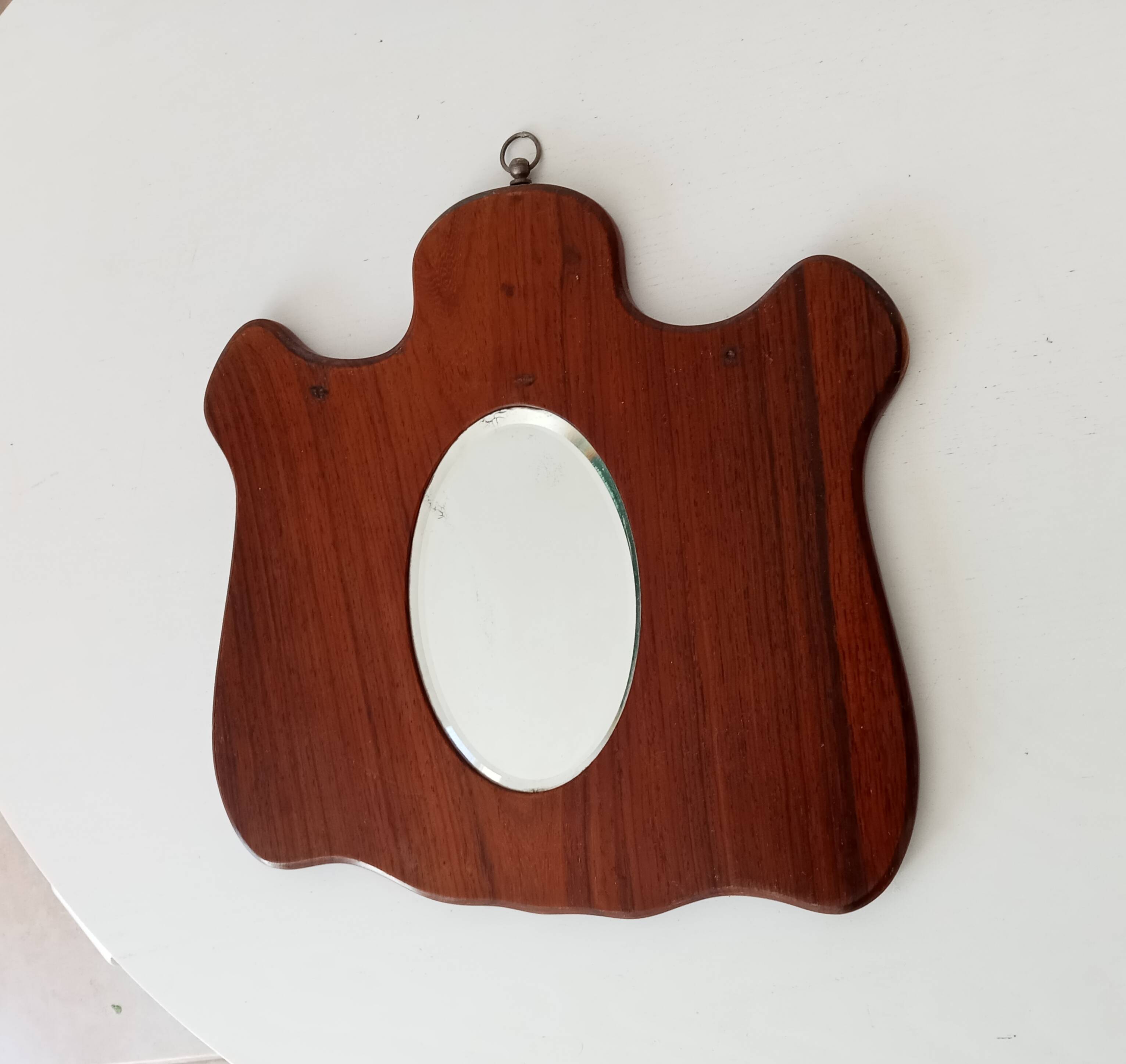 Small vintage free-form beveled mirror from the 60s