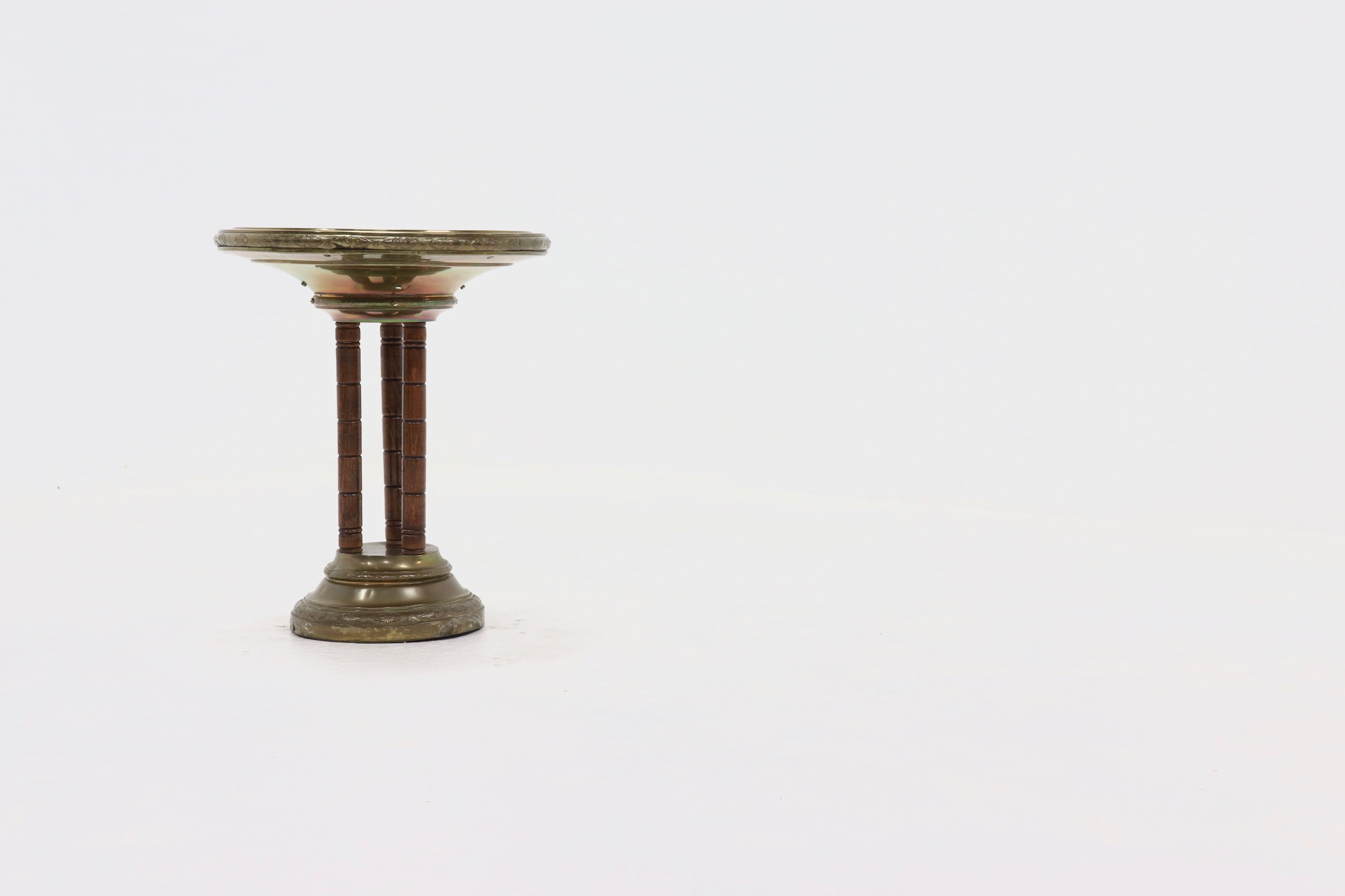 KMD Daalderop Brass and Oak Side Table 1930s