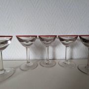 Bistro glass, thick bottom with red rim, 1950s